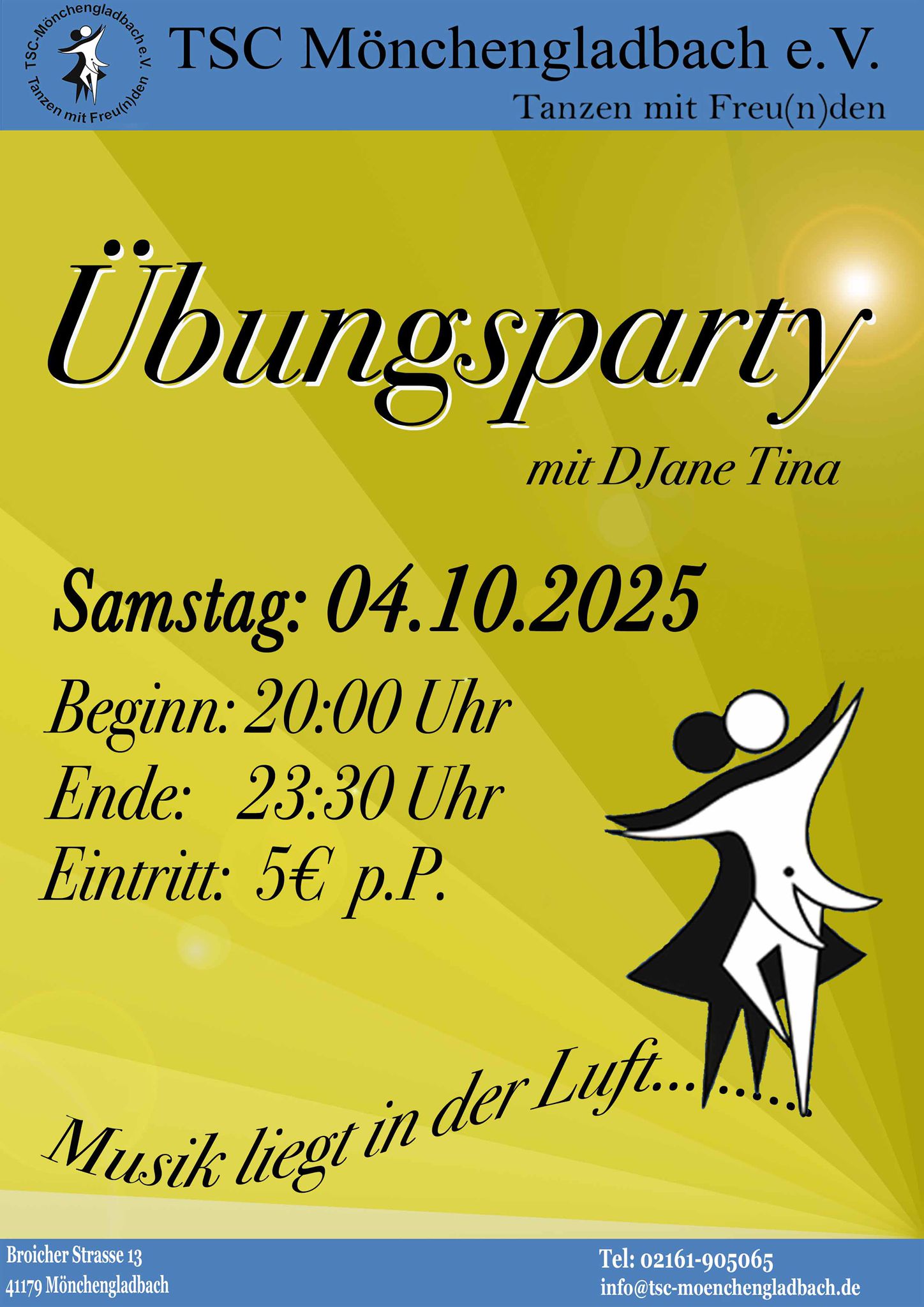 Übungsparty mit DJane Tina am 04.10.2025 -  Achtung: fällt leider aus !!!